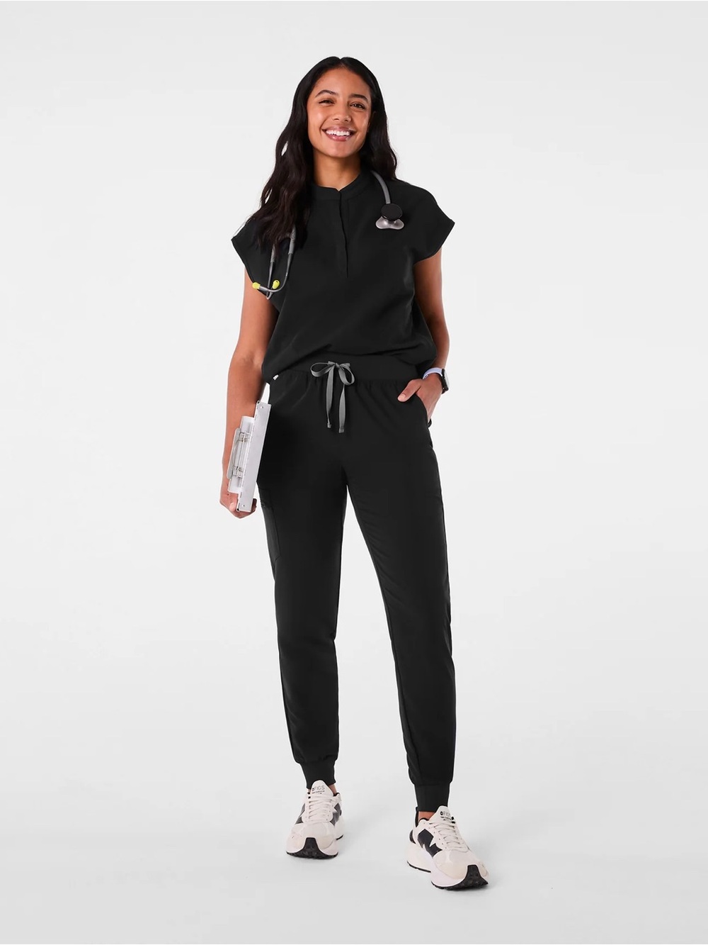 FIGS High Waisted Zamora Black Jogger Scrub Pants